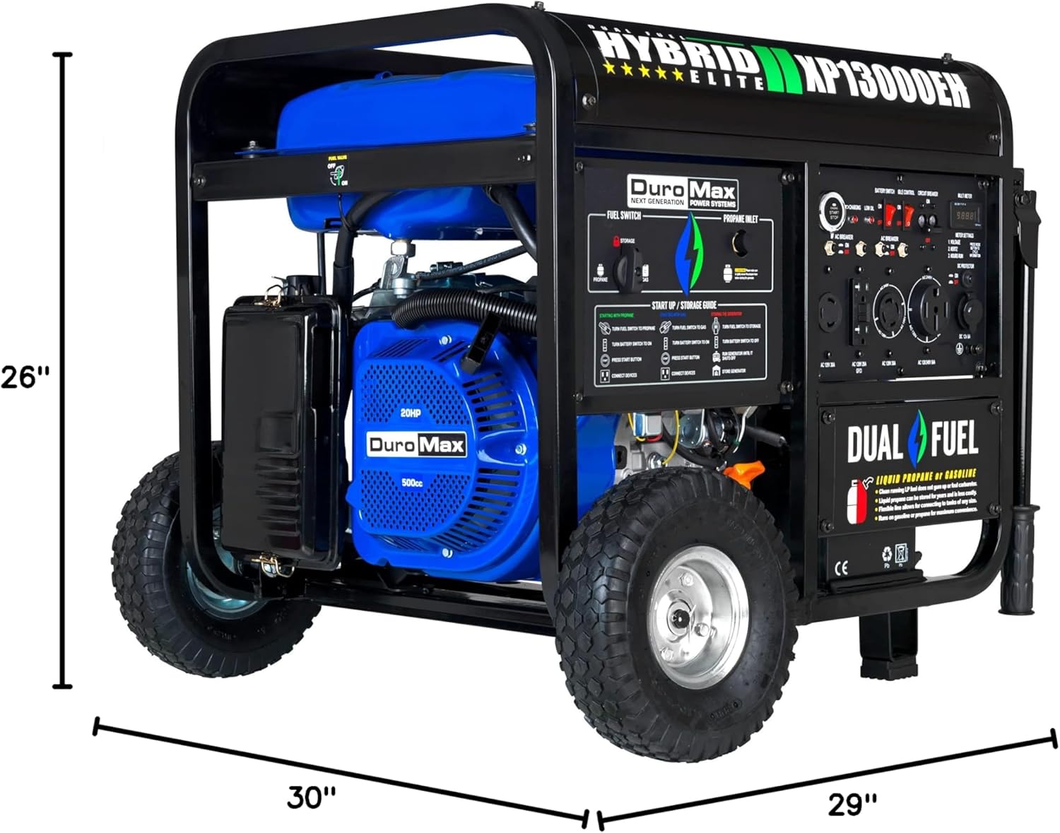 XP13000EH 13,000-Watt Dual Fuel Portable Generator - Gas & Propane, Electric Start, Whole Home Backup Power, Transfer Switch Ready, RV & Emergency Ready