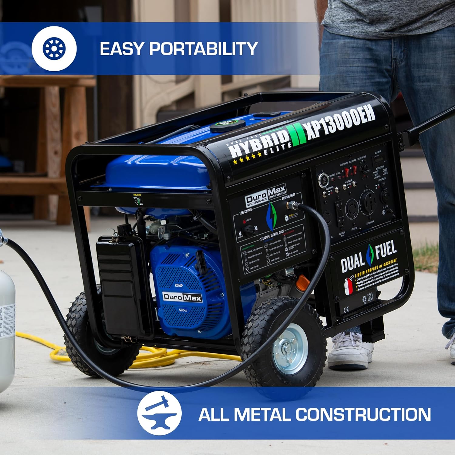 XP13000EH 13,000-Watt Dual Fuel Portable Generator - Gas & Propane, Electric Start, Whole Home Backup Power, Transfer Switch Ready, RV & Emergency Ready
