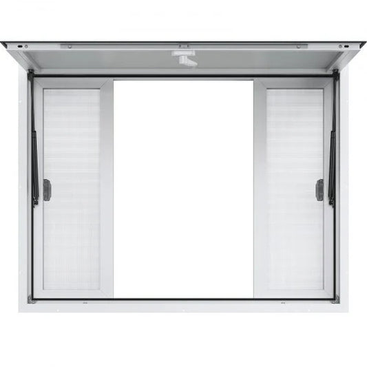 VEVOR Concession Window 48X36, Aluminum Alloy Food Truck Service Window with 4 Horizontal Sliding Windows & Awning Door & Drag Hook, up to 85 Degrees Serving Window for Food Truck Concession Trailer